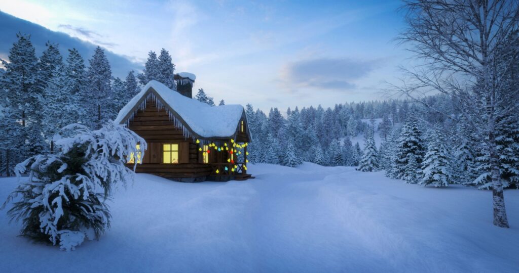 house covered in snow and ice