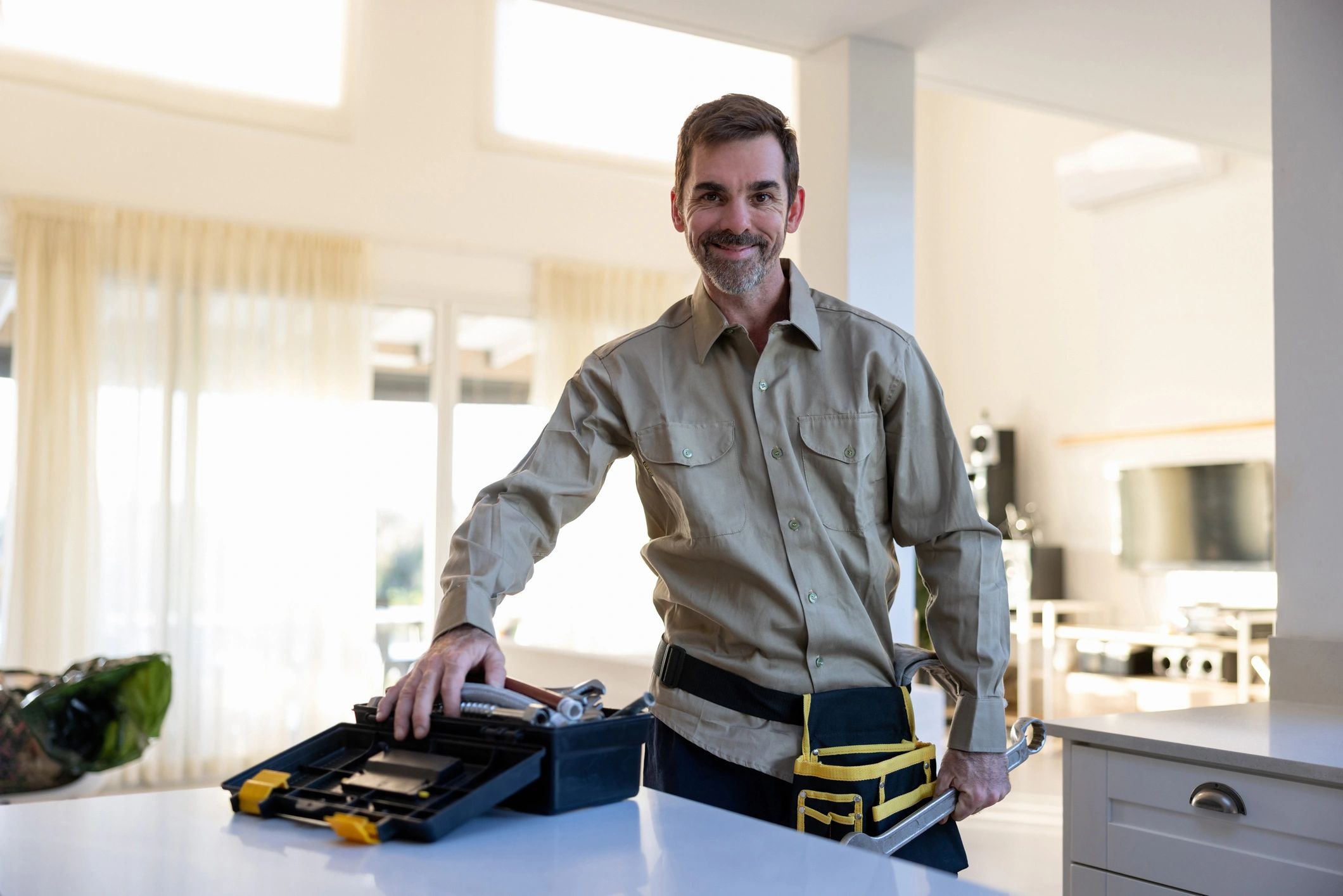 happy homeowner handyman